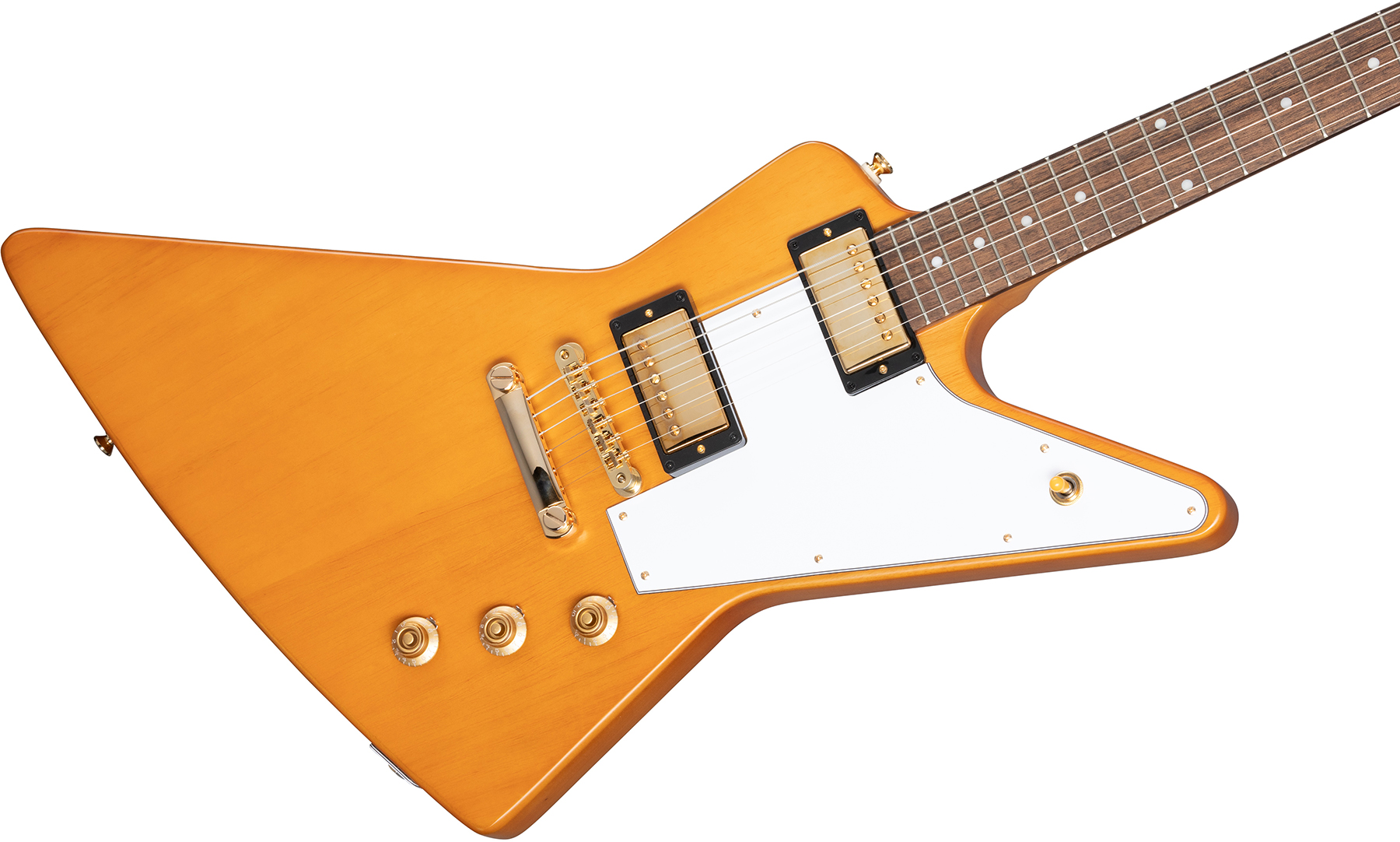 Epiphone Explorer Korina 1958 White Pickguard Original 2h Gibson Ht Lau - Aged Natural - E-Gitarre aus Metall - Variation 3