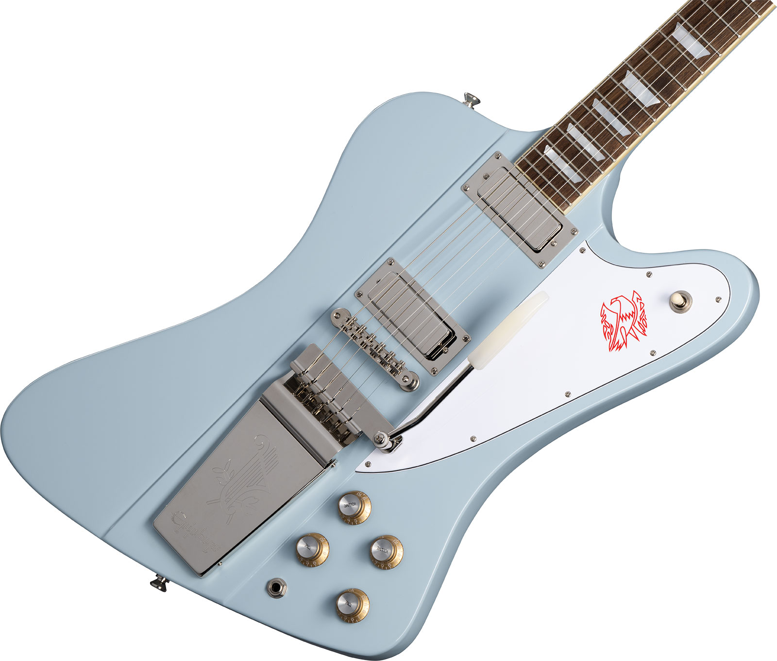 Epiphone Firebird V 1963 Maestro Vibrola Inspired By Gibson Custom 2mh Trem Lau - Frost Blue - Retro-Rock-E-Gitarre - Variation 3