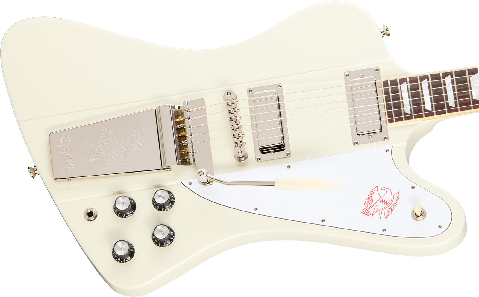 Epiphone Firebird V 1963 Maestro Vibrola Reissue Ins.by.g.c 2mh Gibson Trem Rw - Polaris White - Retro-Rock-E-Gitarre - Variation 2