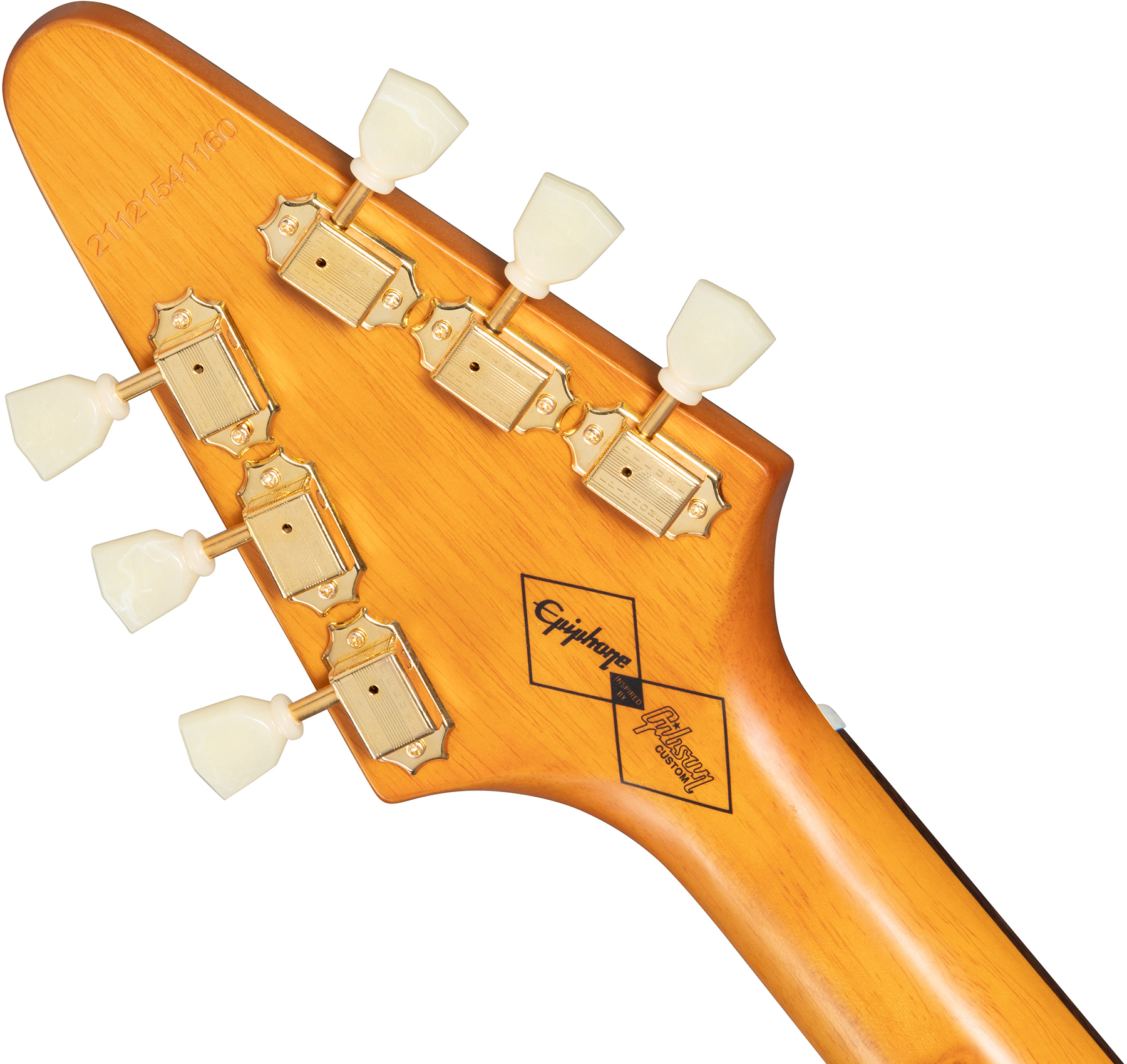 Epiphone Flying V Korina 1958 White Pickguard Lh Gaucher Original 2h Gibson Ht Lau - Aged Natural - E-Gitarre für Linkshänder - Variation 4