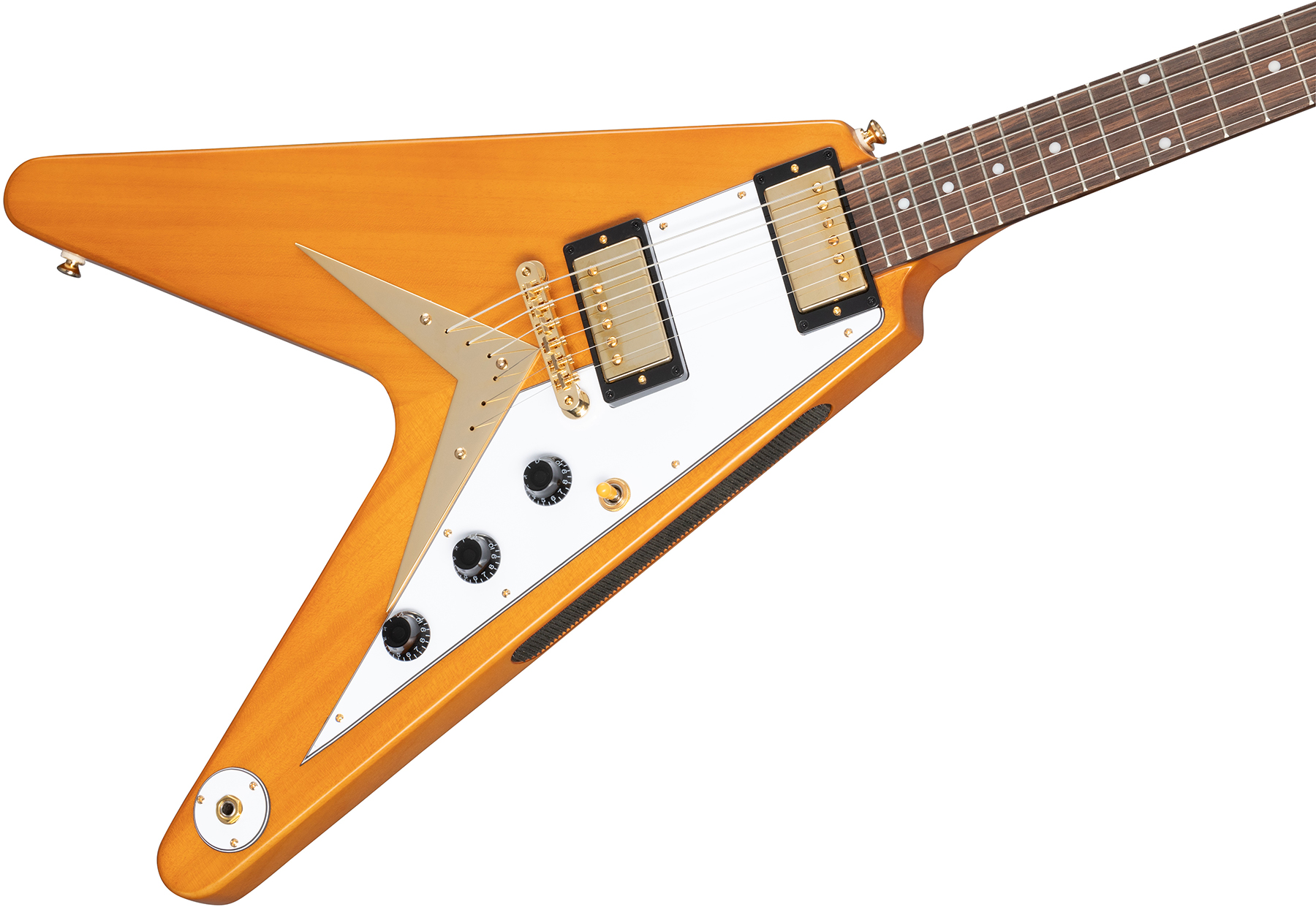Epiphone Flying V Korina 1958 White Pickguard Original 2h Gibson Ht Lau - Aged Natural - E-Gitarre aus Metall - Variation 3