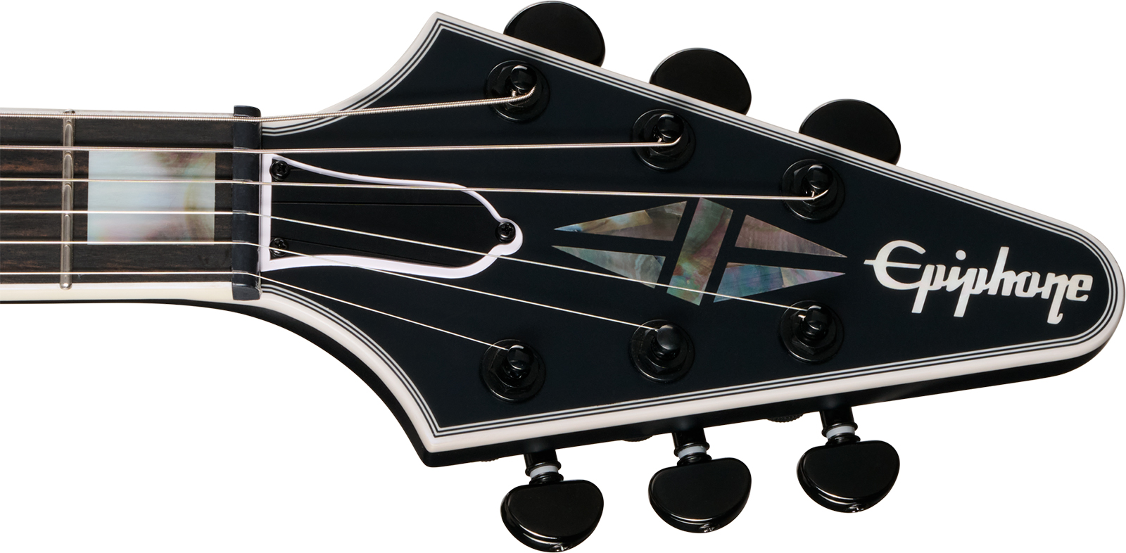 Epiphone Flying V Prophecy Modern 2h Fishman Fluence Ht Eb - Obsidian Storm Satin - E-Gitarre aus Metall - Variation 4