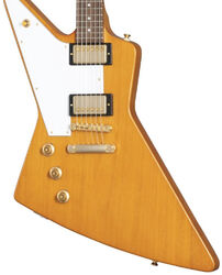 E-gitarre für linkshänder Epiphone Original 1958 Explorer Korina White Pickguard LH - Aged natural