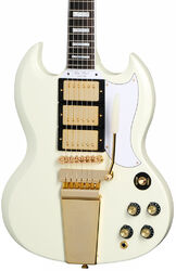 Double cut e-gitarre Epiphone Inspired By Gibson 1963 Les Paul SG Custom With Maestro Vibrola - Vos classic white