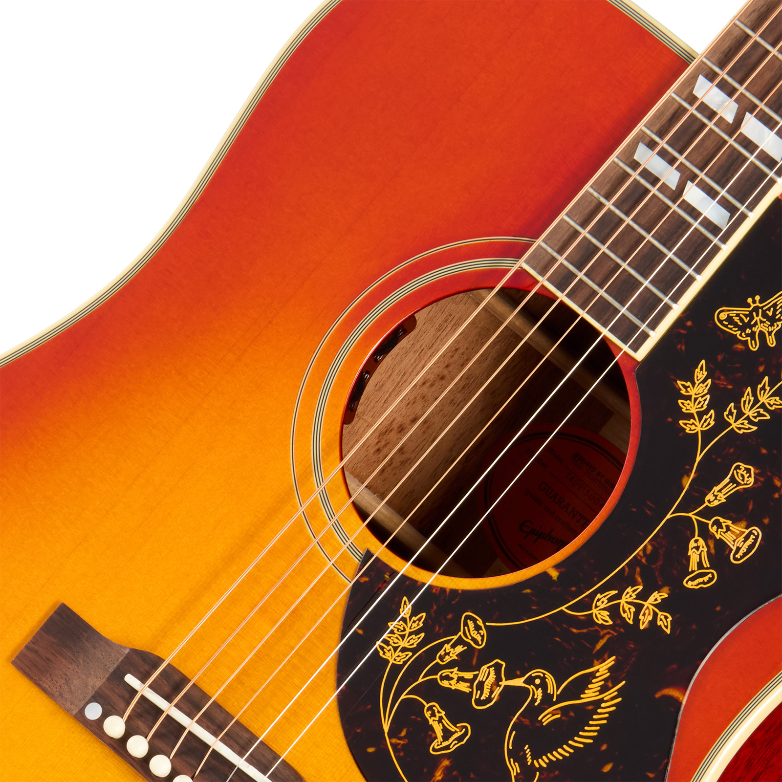 Epiphone Hummingbird 1960 Reissue Inspired By Gibson Dreadnought Epicea Acajou Rw - Heritage Cherry Sunburst - Folk-Gitarre - Variation 3