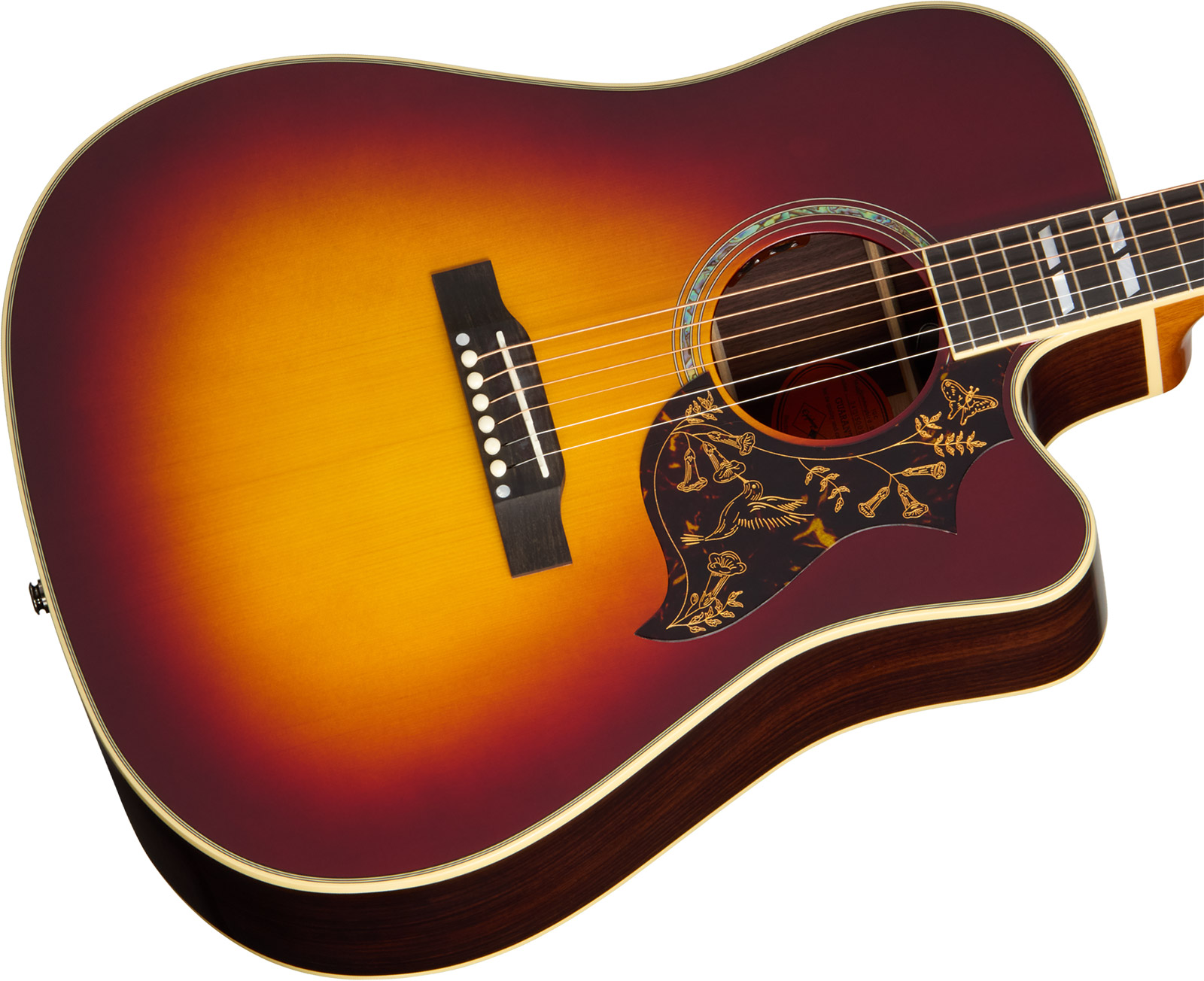 Epiphone Hummingbird Deluxe Ec Inspired By Gibson Dreadnought Cw Epicea Palissandre Eb - Autumn Burst - Folk-Gitarre - Variation 2