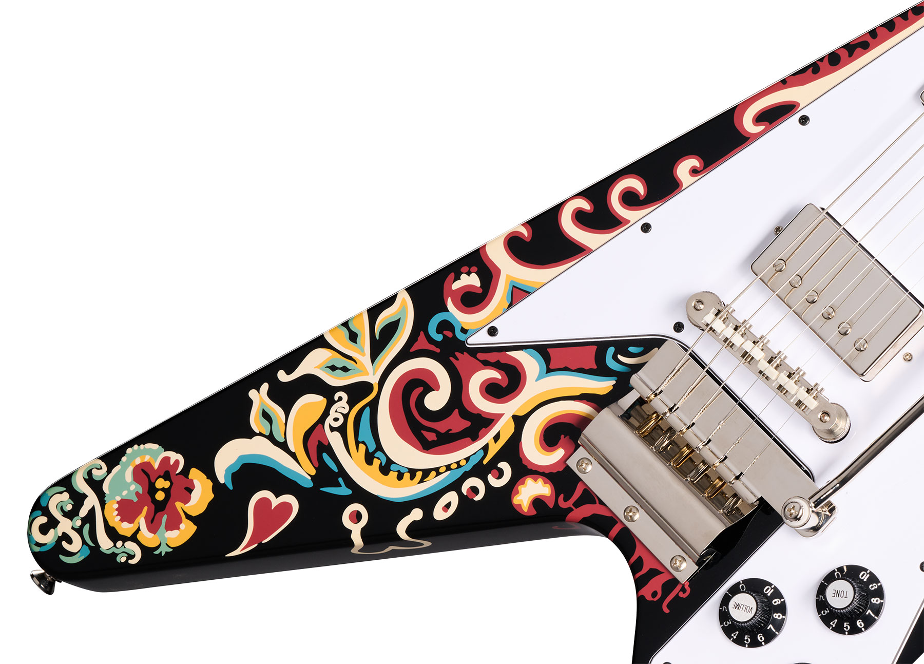 Epiphone Jimi Hendrix Flying V Love Drops Signature 2h Gibson Trem Lau - Ebony - Signature-E-Gitarre - Variation 3