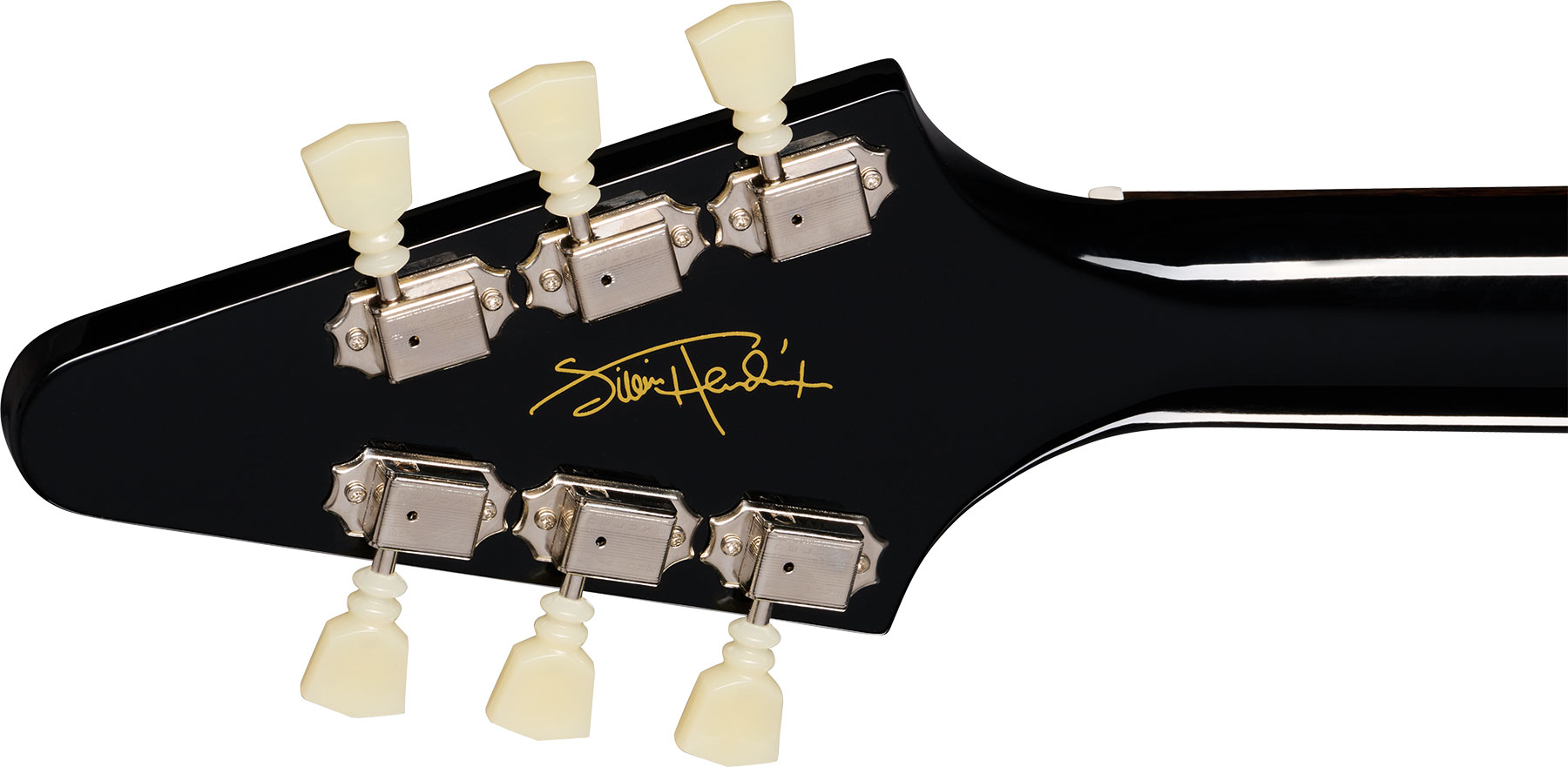 Epiphone Jimi Hendrix Flying V Love Drops Signature 2h Gibson Trem Lau - Ebony - Signature-E-Gitarre - Variation 4