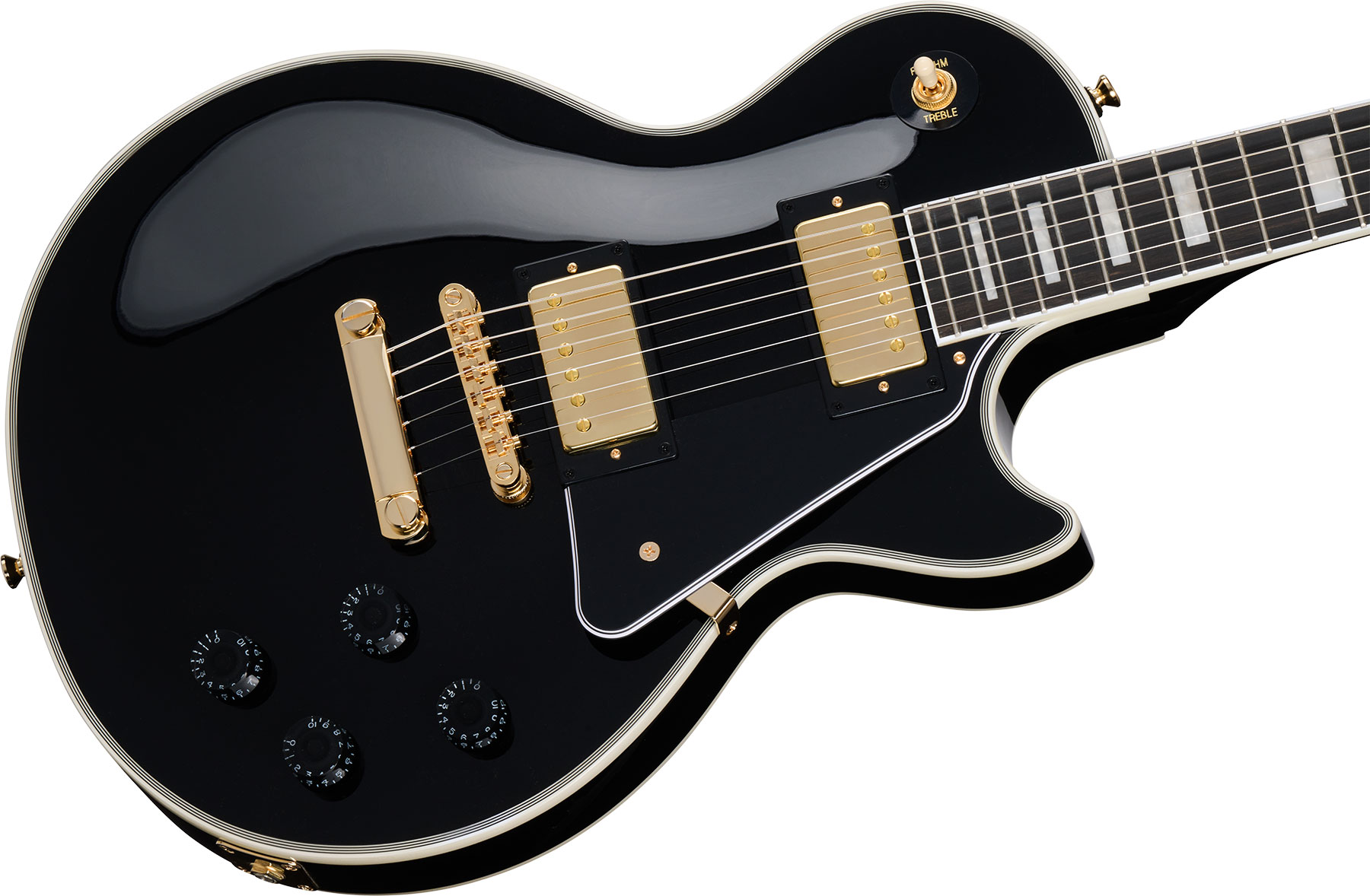 Epiphone Les Paul Custom Lh Insp. By Gibson Original Gaucher 2h Ht Eb - Ebony - Single-Cut-E-Gitarre - Variation 3