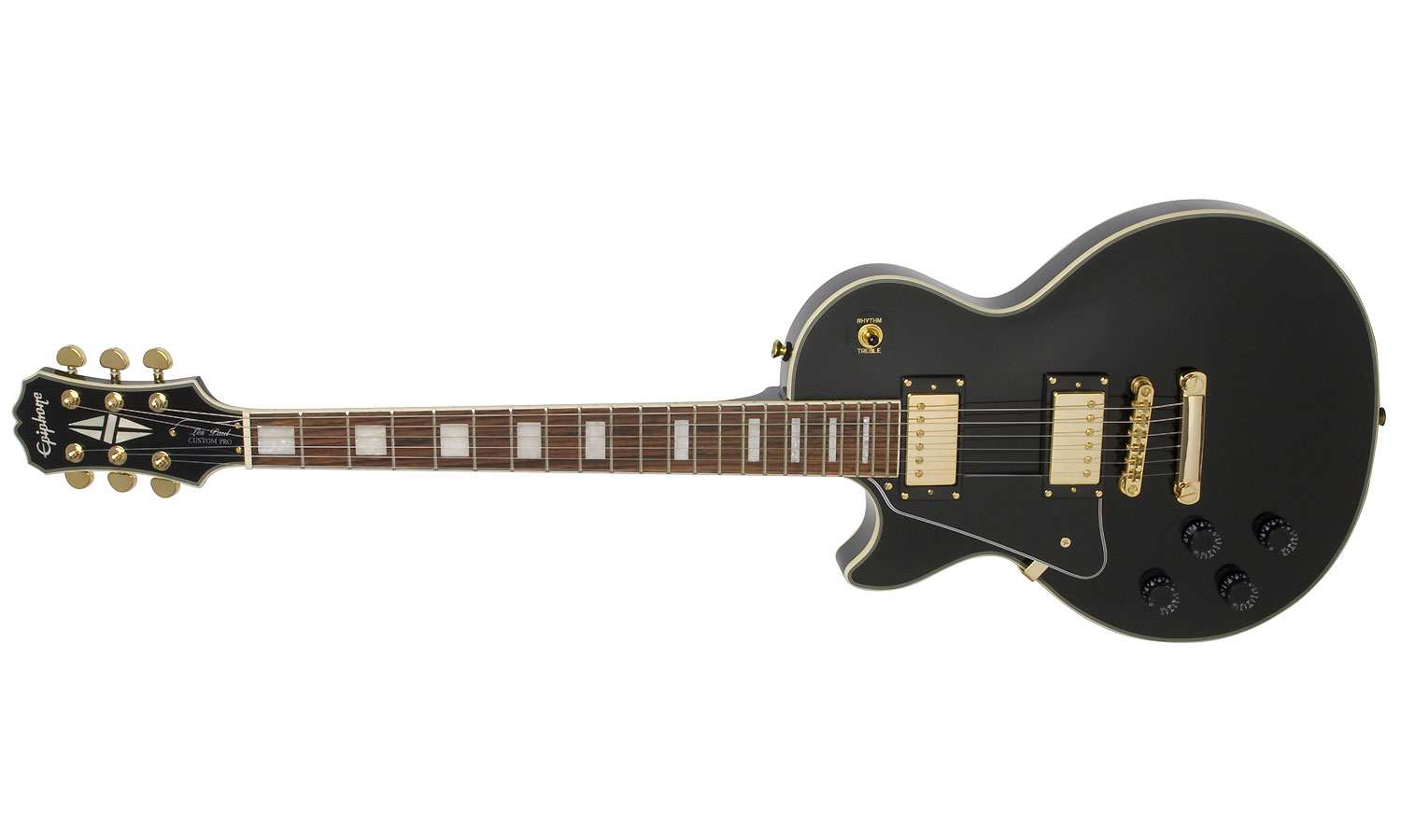 Epiphone Les Paul Custom Pro Lh Gaucher - Ebony - E-Gitarre für Linkshänder - Variation 1