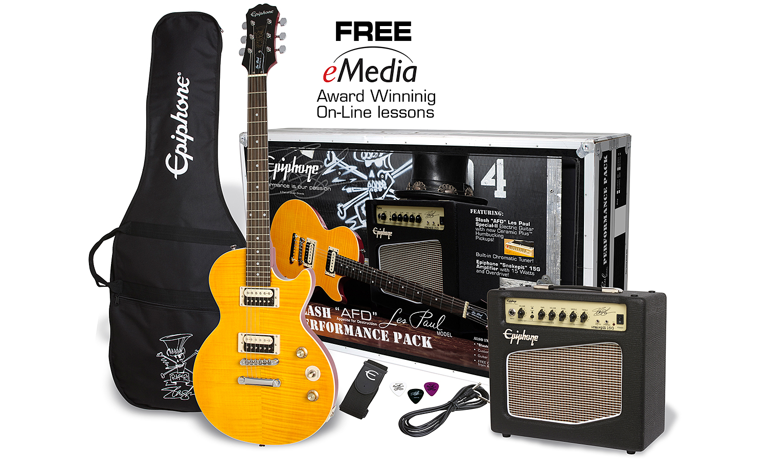 Epiphone Les Paul Slash Afd Performance Pack Ch - Appetite Amber - E-Gitarre Set - Variation 1