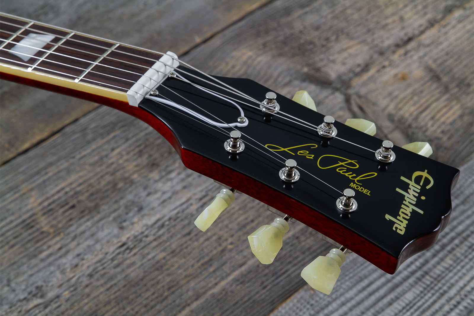 Epiphone Les Paul Standard 1960 Reissue Igc 2h Gibson Ht Rw - Washed Burgundy - Single-Cut-E-Gitarre - Variation 6