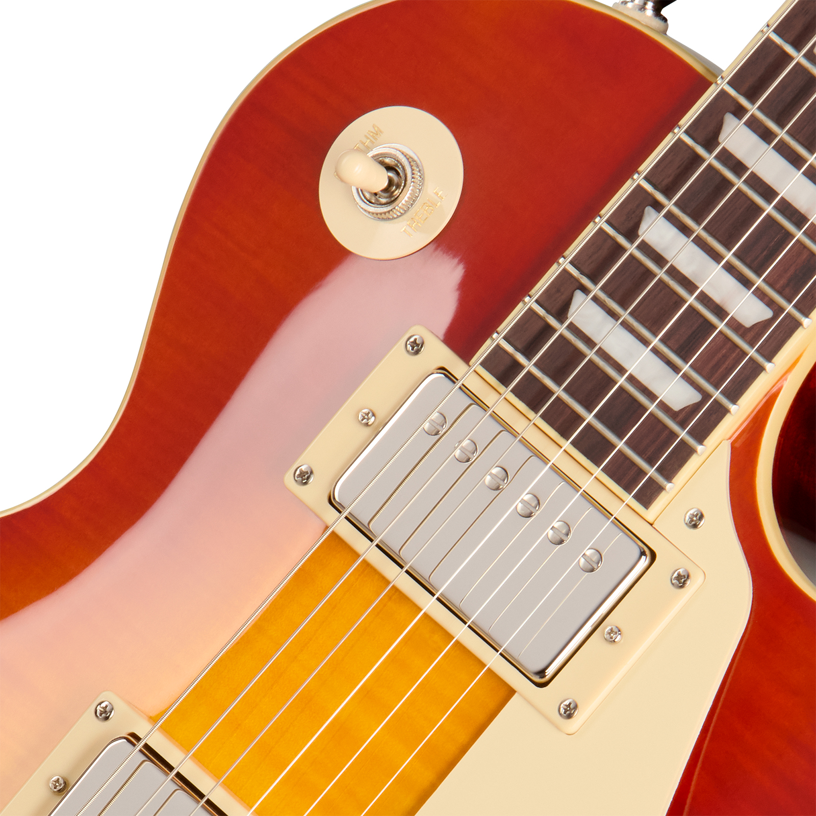 Epiphone Les Paul Standard 50s Figured Ibg Original 2h Ht Rw - Washed Cherry Sunburst - Single-Cut-E-Gitarre - Variation 2