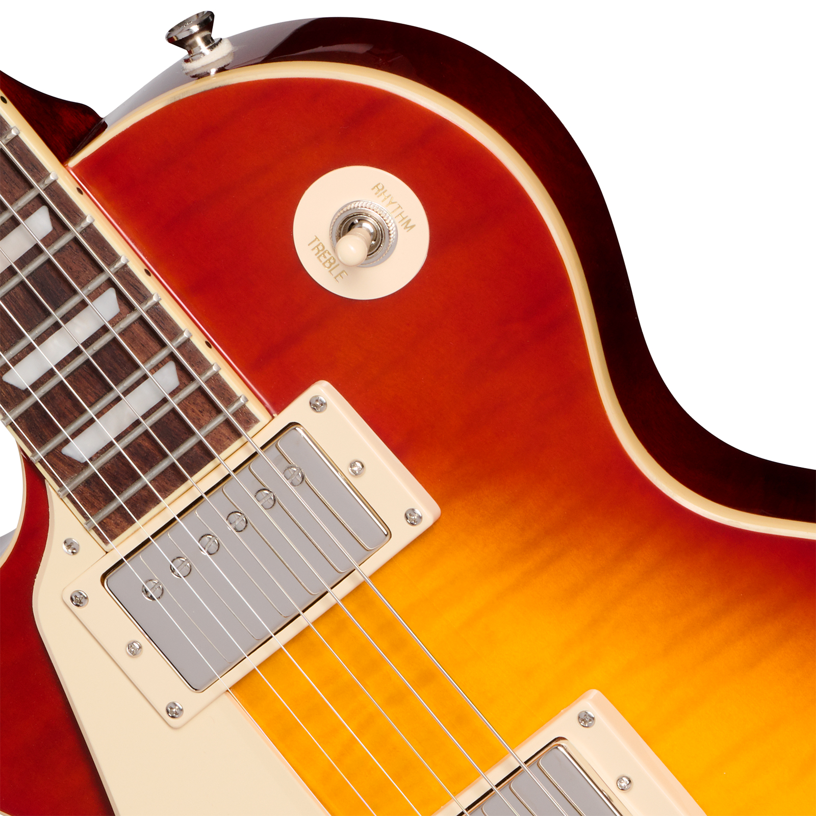 Epiphone Les Paul Standard 50s Figured Lh Ibg Original Gaucher 2h Ht Rw - Washed Cherry Sunburst - Single-Cut-E-Gitarre - Variation 2