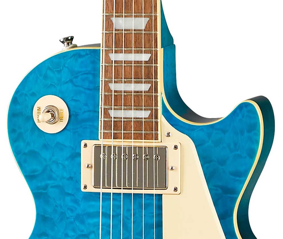 Epiphone Les Paul Standard 60s Quilt Top Ltd Ibg Original 2h Ht Lau - Translucent Blue - Single-Cut-E-Gitarre - Variation 4