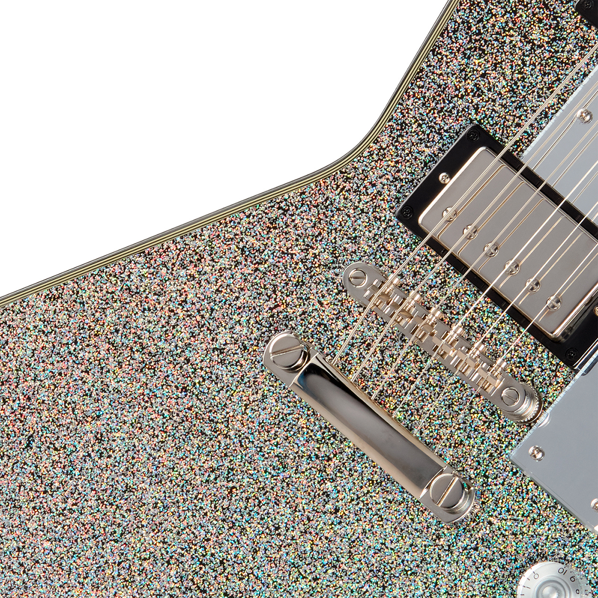 Epiphone Lzzy Hale Explorer Custom Signature 2h Ht Eb - Black Diamond Holographic Sparkle - E-Gitarre aus Metall - Variation 2