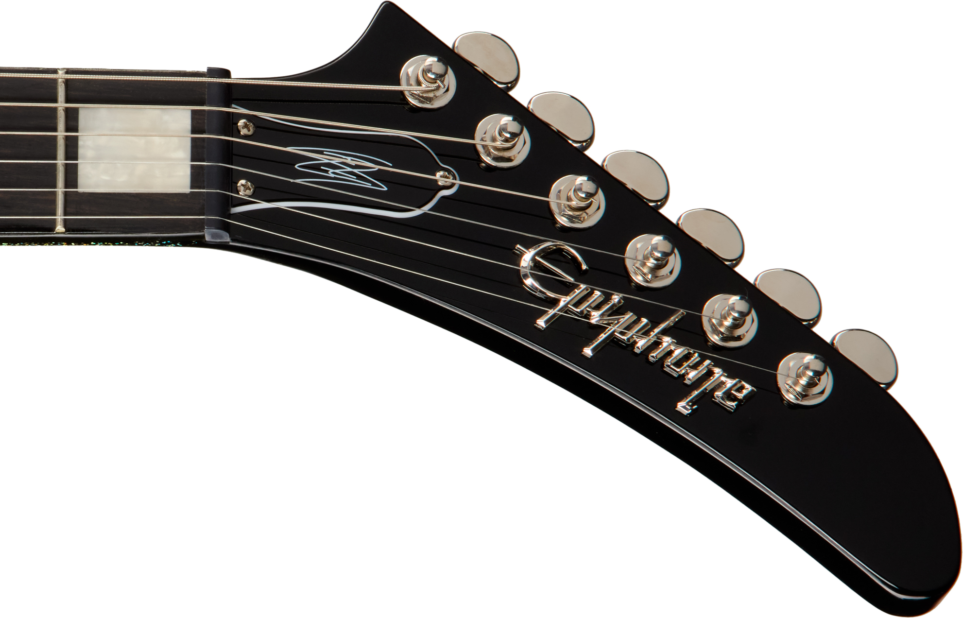 Epiphone Lzzy Hale Explorer Custom Signature 2h Ht Eb - Black Diamond Holographic Sparkle - E-Gitarre aus Metall - Variation 4