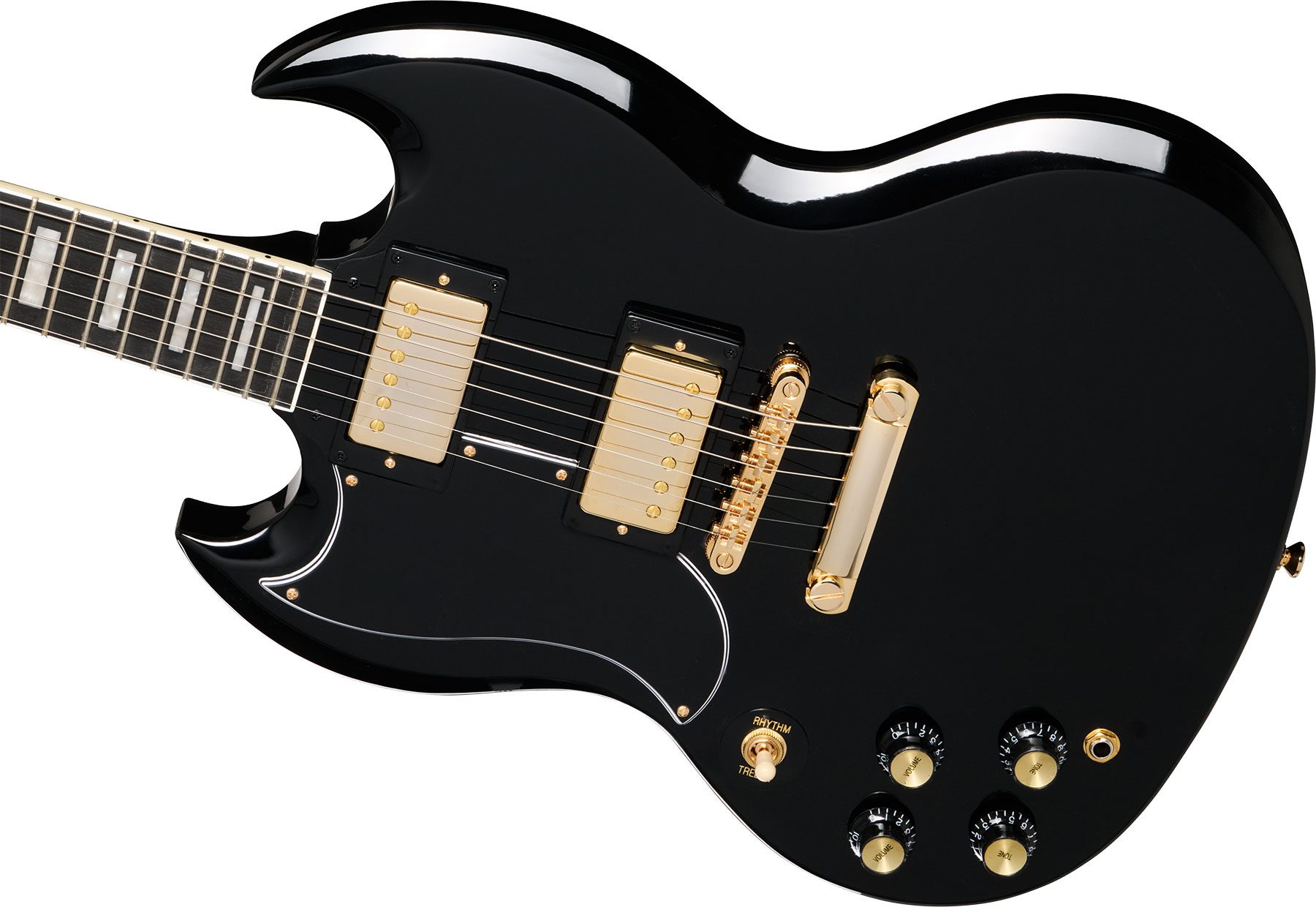 Epiphone Sg Custom Lh Insp. By Gibson Modern Gaucher 2h Ht Eb - Ebony - Double Cut E-Gitarre - Variation 3