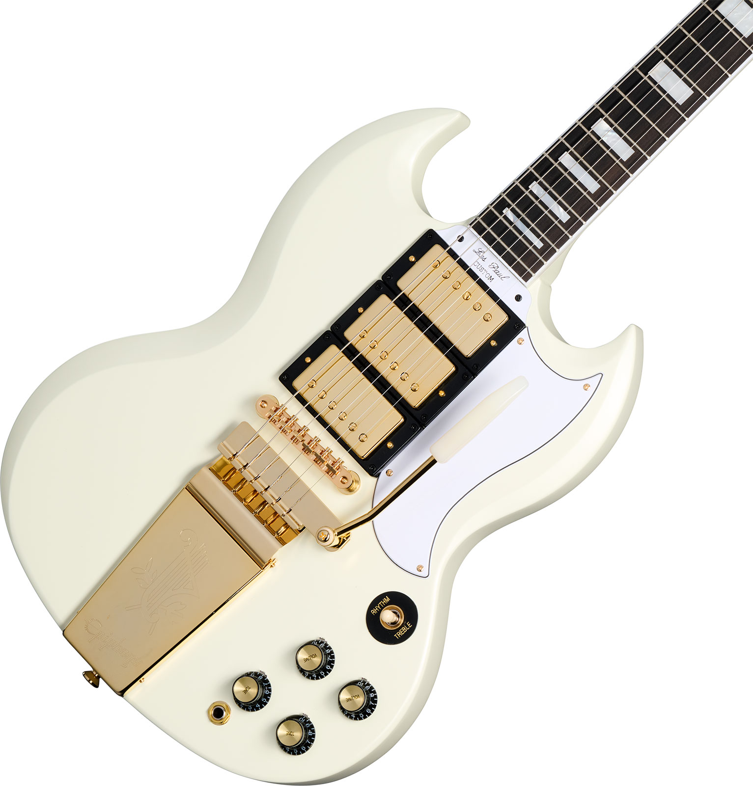 Epiphone Sg Les Paul Custom 1963 Maestro Vibrola Inspired By 2h Trem Eb - Vos Classic White - Double Cut E-Gitarre - Variation 3