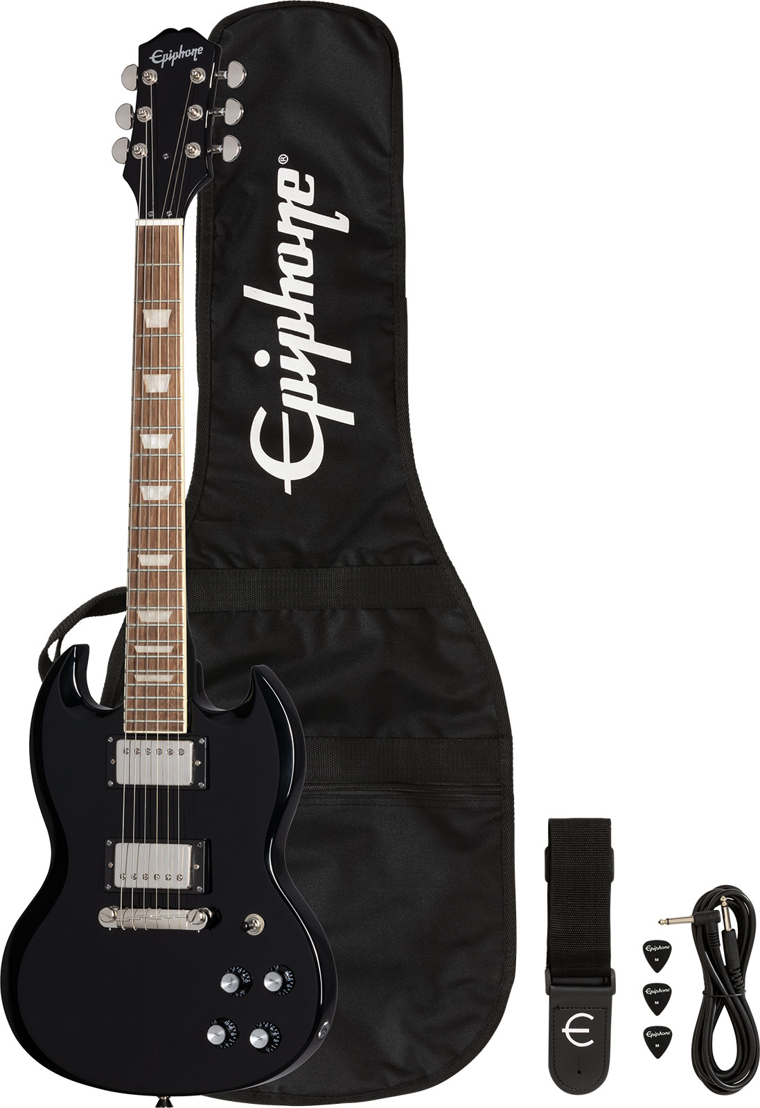 Epiphone Sg Power Players 2h Ht Lau - Dark Matter Ebony - Double Cut E-Gitarre - Variation 5