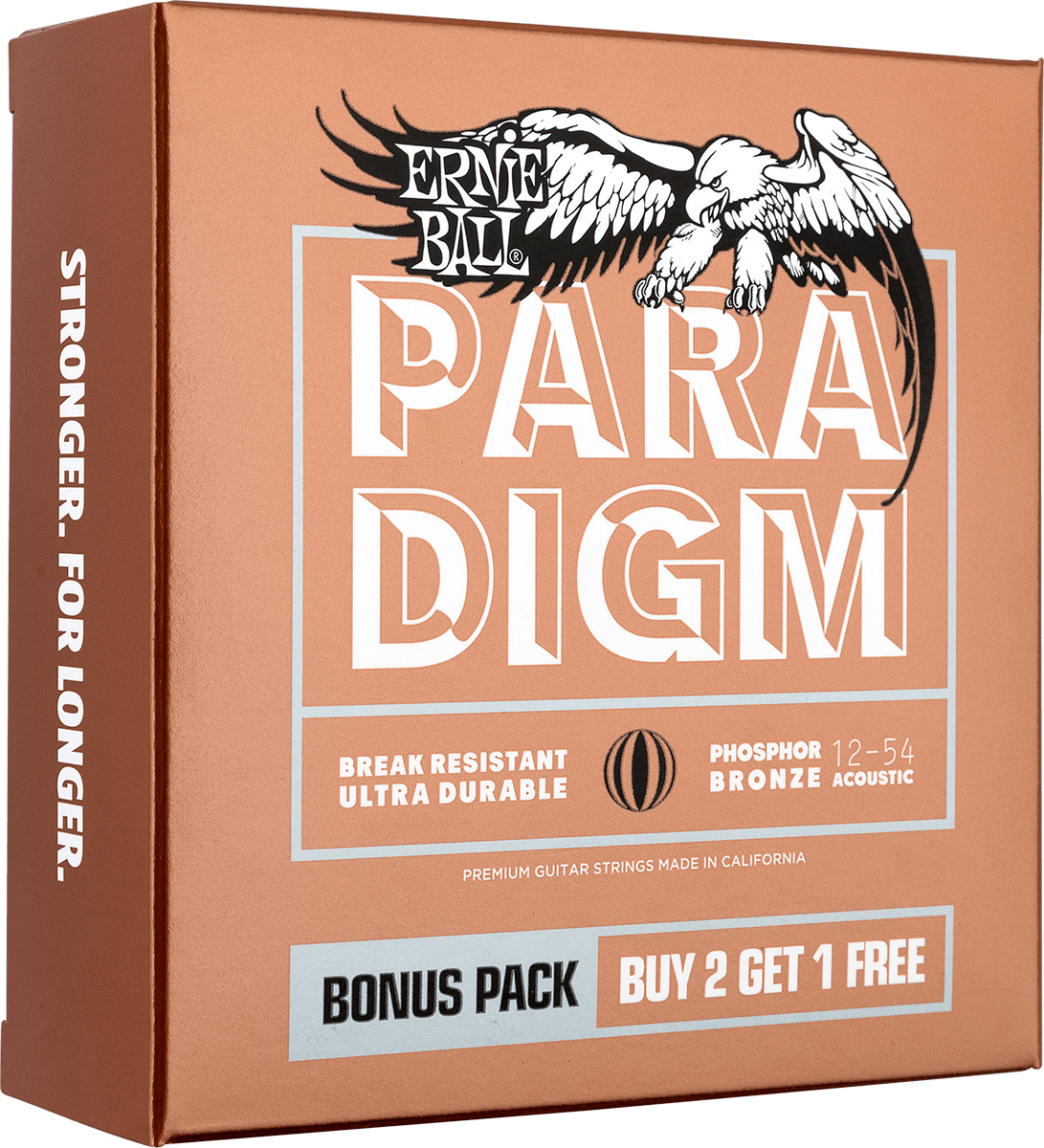Ernie Ball Jeu De 6 Cordes Folk (3x Set) 3316 Paradigm Phosphor 12-54 - Westerngitarre Saiten - Variation 1