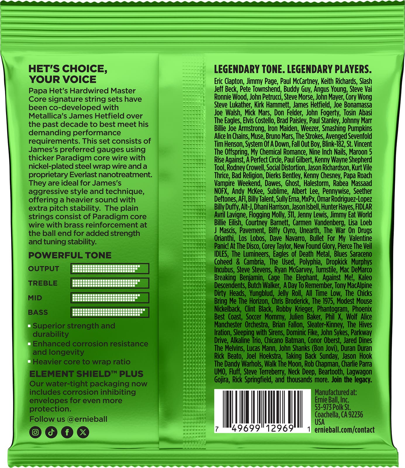Ernie Ball Jeu De 6 Cordes Cordes électrique Signature Papa Hets, James Hetfield - 11-50 - E-Gitarren Saiten - Variation 1