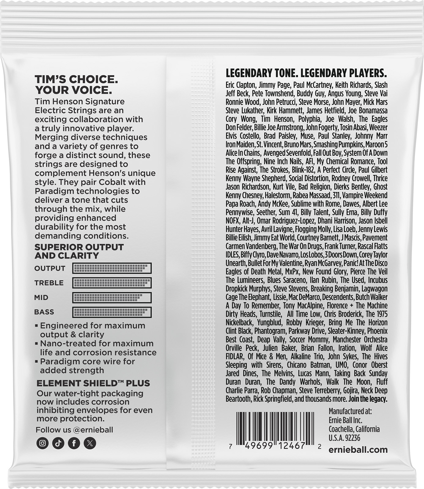 Ernie Ball Jeu De 6 Cordes Cordes électriques Signature Tim Henson - 9,5-46 - E-Gitarren Saiten - Variation 1