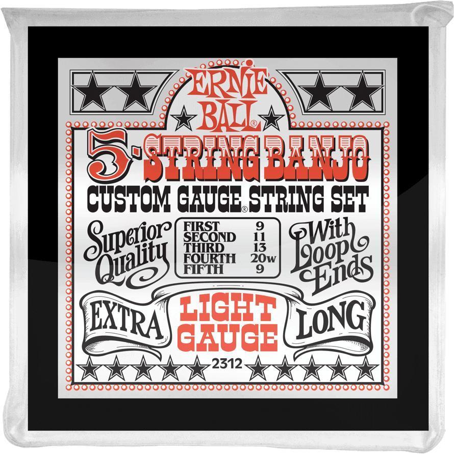 Banjo saiten Ernie ball Banjo (5) 2312 Stainless Steel Light 9-9 - Saitensätze 
