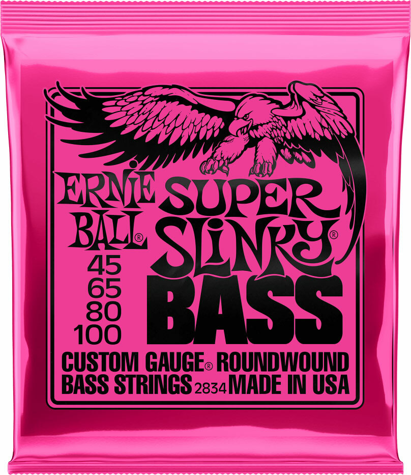Ernie Ball Jeu De 4 Cordes Bass (4) 2834 Super Slinky 45-100 - E-Bass Saiten - Main picture