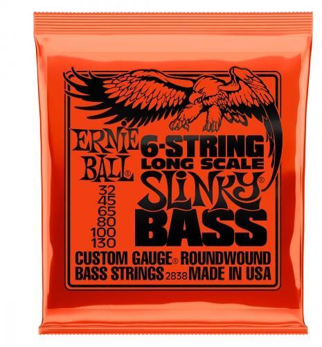 E-bass saiten Ernie ball Bass (6) 2838 Slinky Long Scale 32-130 - Saitensätze
