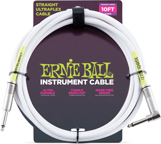 Ernie Ball Cables Instrument Classic Jack/jack CoudÉ 3m Blanc - Kabel - Main picture