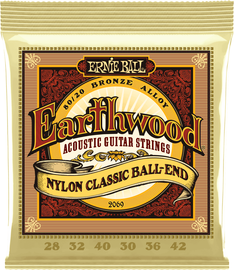 Ernie Ball Jeu De 12 Cordes Classic (12) 2069 Earthwood Nylon 80/20 Bronze Ball-end 28-42 - Konzertgitarre Saiten - Main picture