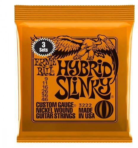 E-gitarren saiten Ernie ball Electric (3x SET) 3222 Hybrid Slinky 9-46 - Saitensätze