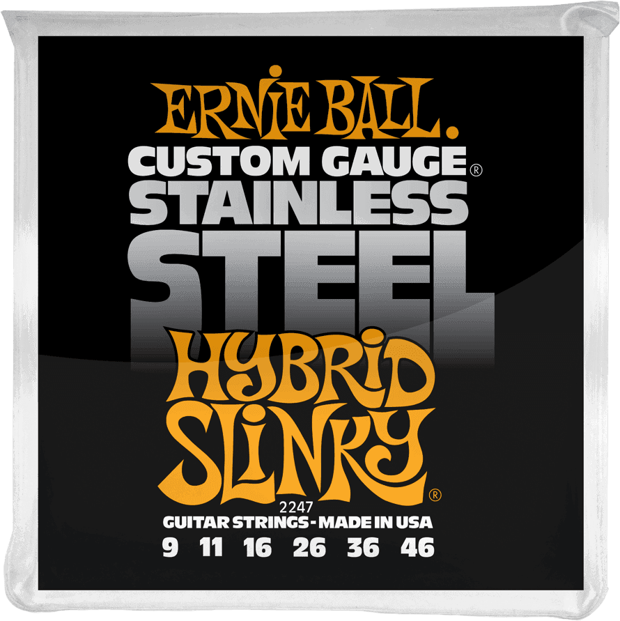 Ernie Ball Jeu De 6 Cordes Electric (6) 2247 Custom Gauge Stainless Steel Hybrid Slinky 9-46 - E-Gitarren Saiten - Main picture