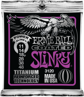 Ernie Ball Jeu De 6 Cordes Electric (6) 3120 Coated Titanium Power Slinky 11-48 - E-Gitarren Saiten - Main picture