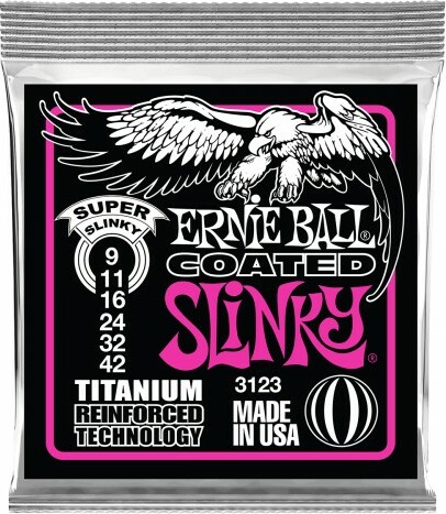 Ernie Ball Jeu De 6 Cordes Electric (6) Coated Titanium Super Slinky 9-42 - E-Gitarren Saiten - Main picture