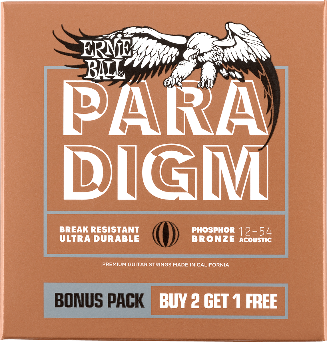 Ernie Ball Jeu De 6 Cordes Folk (3x Set) 3316 Paradigm Phosphor 12-54 - Westerngitarre Saiten - Main picture