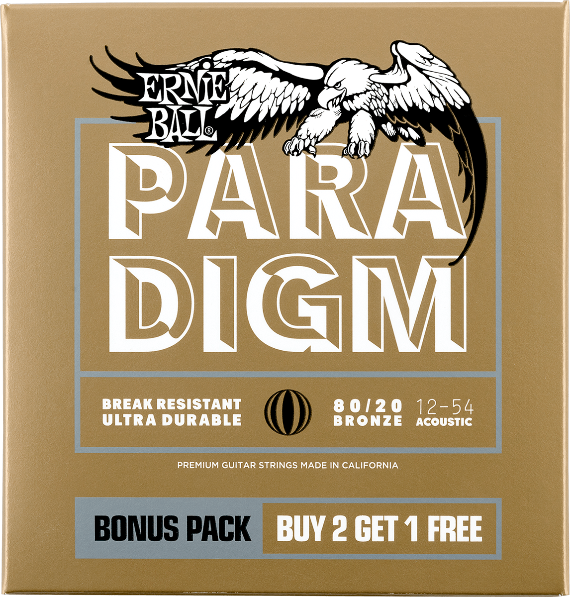 Ernie Ball Jeu De 6 Cordes Folk (3x Set) 3326 Paradigm 80/20 12-54 - Westerngitarre Saiten - Main picture