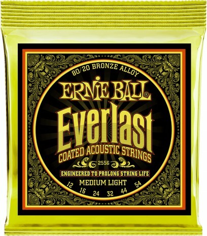 Ernie Ball Jeu De 6 Cordes Folk (6) 2556 Everlast Coated 80/20 Bronze Medium Light 12-54 - Westerngitarre Saiten - Main picture