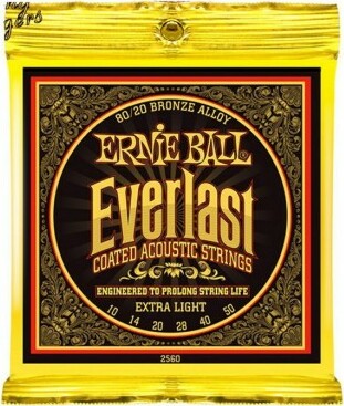 Ernie Ball Jeu De 6 Cordes Folk (6) 2560 Everlast Coated 80/20 Bronze Extra Light 10-50 - Westerngitarre Saiten - Main picture