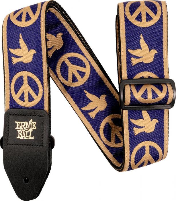 Gitarrengurt Ernie ball Jacquard 2-inches Guitar Strap - Peace Love Dove Navy Blue Beige