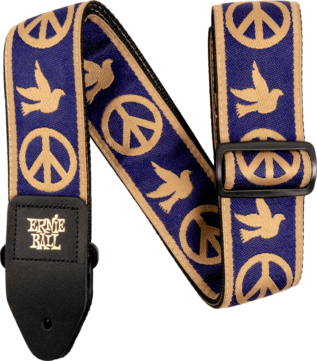 Ernie Ball Jacquard 2.inc Guitar Strap Peace Dove Love Navy Blue Beige - Gitarrengurt - Main picture