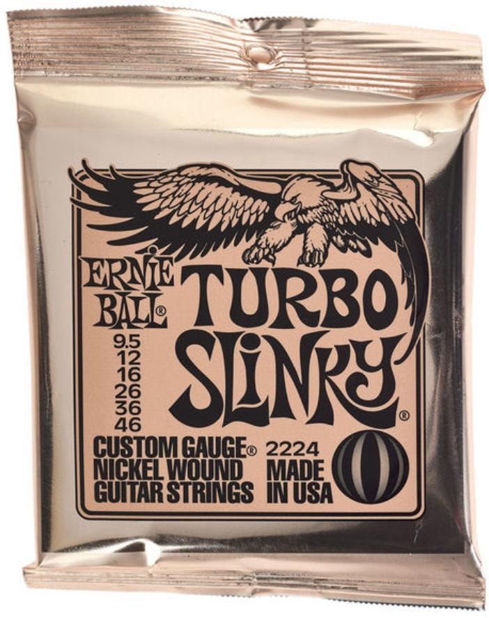 E-gitarren saiten Ernie ball P02224 Electric Guitar 6-string Set Turbo Slinky NPS 9.5-46 - Saitensätze