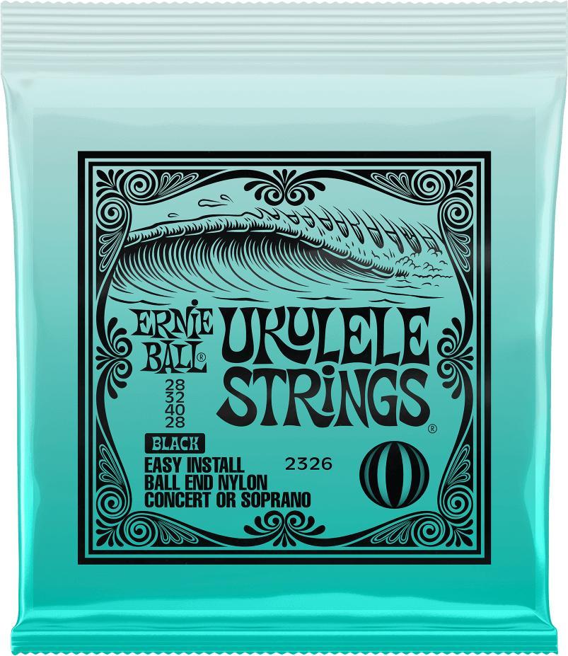 Ukulele saiten Ernie ball P02326 Ukulele 4-String Set Ball End Nylon Black Concert / Soprano 28-28