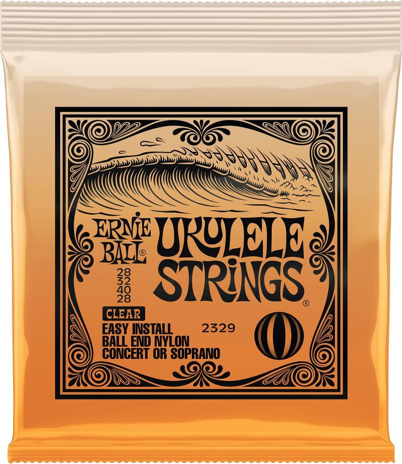 Ukulele saiten Ernie ball P02329 Ukulele 4-String Set Ball End Nylon Clear Concert / Soprano 28-28