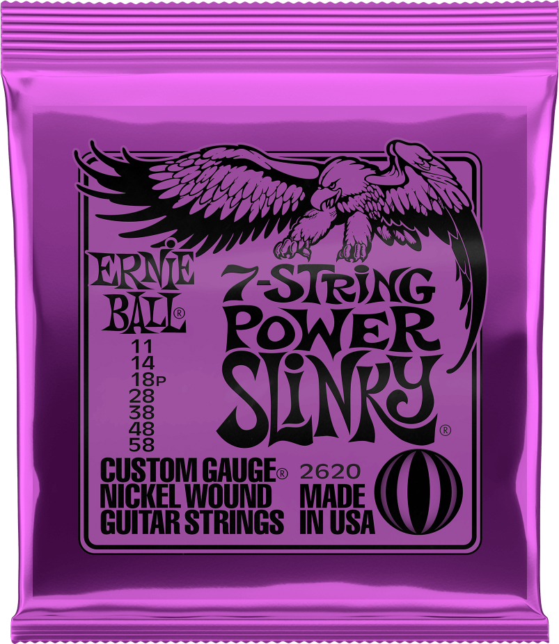 Ernie Ball P02620 Power Slinky Nickel Wound Electric Guitar Strings 7c 11-58 - E-Gitarren Saiten - Main picture