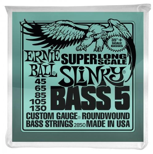 E-bass saiten Ernie ball P02850 5-String Slinky Nickel Wound Super Long Scale Electric Bass Strings 45-130