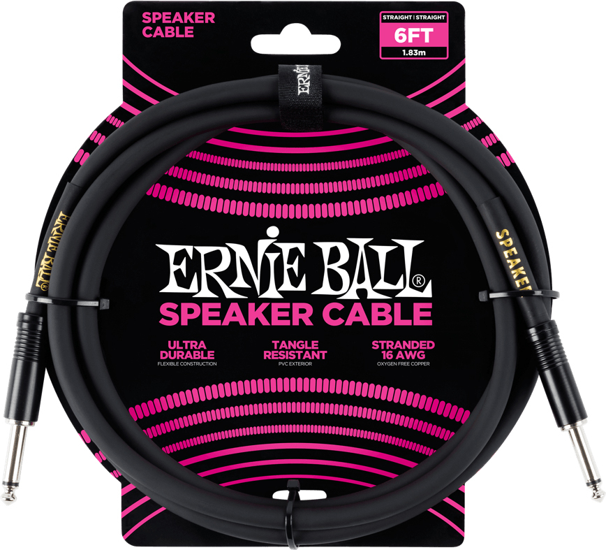 Ernie Ball P06072 6in. Straight / Straight Speaker Cable 1.83m Droit / Droit Black - Kabel - Main picture