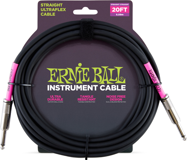 Ernie Ball Ultraflex Instrument Jack/jack 6m - Black - Kabel - Main picture