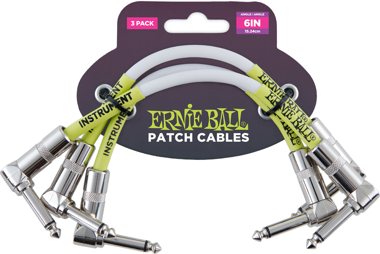 Ernie Ball Ultraflex Instrument Patch Pack De 3 - CoudÉ - 15cm Blanc - Kabel - Main picture
